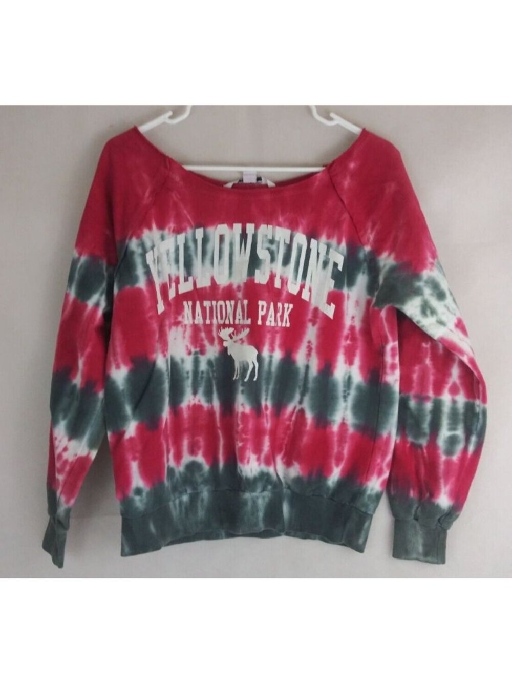 American Vintage Pink & Gray Tie-Dye Yellowstone National Park Sweatshirt Medium